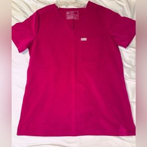 Figs Women’s Catarina One Pocket Scrub Top Small - Dark Magenta